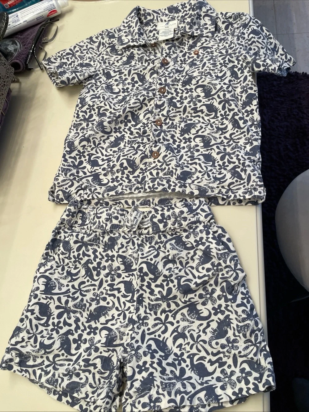 Lot of 2 Boys Short Sleeve Shirts & Shorts Sets Sz 4: Bluey And Caribbean Joe